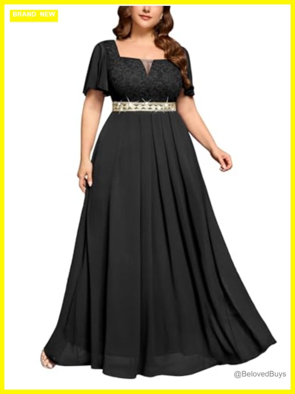 MISSMAY Plus Size Formal Evening Dress Lace A-Line Chiffon Maxi
